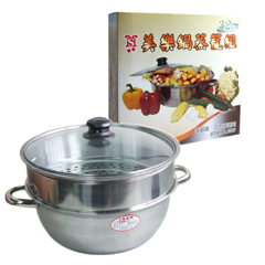 美樂鍋蒸籠組32CM(玻蓋)